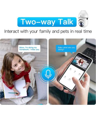 SYMYNELEC Light Bulb Security Camera 2K  2.4GHz Wireless WiFi Light Socket Security Cameras  360 Pan/Tilt Smart Lightbulb Cam Human Motion Detection Alarm Color Night Vision Works with Alexa Google White 1Pack(No SD Card) - Buy Online on GoSupps.com