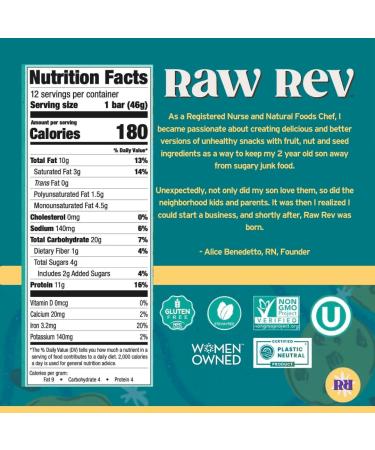Buy Raw Rev Glo Protein Bar - Chocolate Chip Cookie Dough (Pack of 12) | Healthy Snacks Gluten-Free International Shipping - Buy Online on GoSupps.com