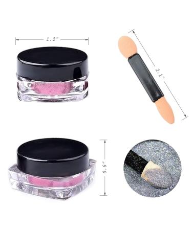 Wenida Nail Powder 8 Colors 1g/Jar - Holographic Chrome Mirror Pigment for Manicure Art Decoration | Includes 8pcs Eyeshadow Sticks - Buy Online on GoSupps.com