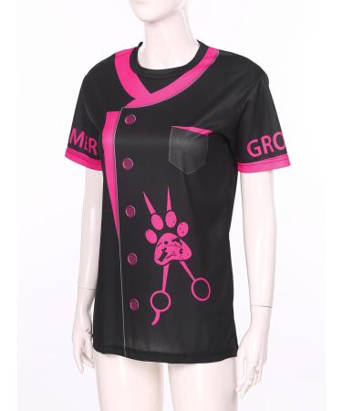 Freebily Women's Work Uniforms for Animal Grooming Dog Groomer Pet Grooming T-Shirt Hot Pink L - Buy Online on GoSupps.com