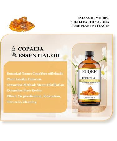 EUQEE Copaiba Essential Oil 118ml - Pure Aromatherapy Oil for Diffusers and Humidifiers - Relaxing Natural Essential Oil - Buy Online on GoSupps.com