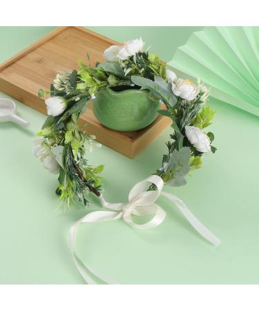 Kinsinder Adjustable Floral Crown Headband Boho Flower Headband Flower Garland Floral Crown Floral Headpiece for Wedding Ceremony Party Festival (1) - Buy Online on GoSupps.com