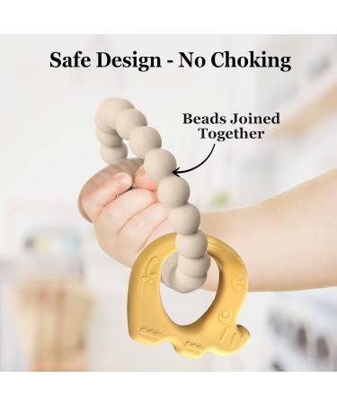 Petite Bee Silicone & Wood Baby Teether Elephant & Leaf Ring - 2 Pack - Buy Online on GoSupps.com