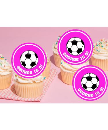 20 x Personalised Football party cupcake toppers wafer/icing uncut - (icing paper red) Red icing paper - Buy Online on GoSupps.com