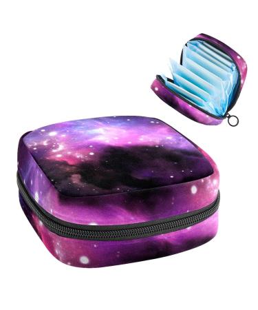 Women's bonds Storage pockets Stillpad Waller Space Background With purple fog and stars Portable period kit pocket feminine product bag for women girls color1