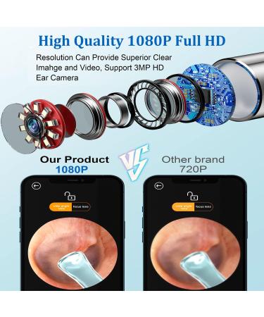 Ear Wax Removal Ear Cleaner Tool With Camera 1080P FHD Wireless Wifi Ear Otoscope with 6 LED Lights 3.5mm Waterproof Endoscope for iPhone iPad & Android Smart Phone Suitable for Kids Adults Pets - Buy Online on GoSupps.com
