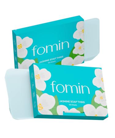 FOMIN - Antibacterial Paper Soap Sheets for Hand Washing - (200 Sheets) Jasmine Portable Travel Soap Sheets Dissolvable Camping Mini Soap Portable Soap Sheets Jasmine (Pack of 2)