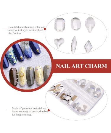 Minkissy Nail Art Rhinestone Nail Gemstones Jewels Flatback Crystals Nail Art Charm Manicure Decals Nail Stones for DIY 3D Nails Art Decoration Supplies White - Buy Online on GoSupps.com