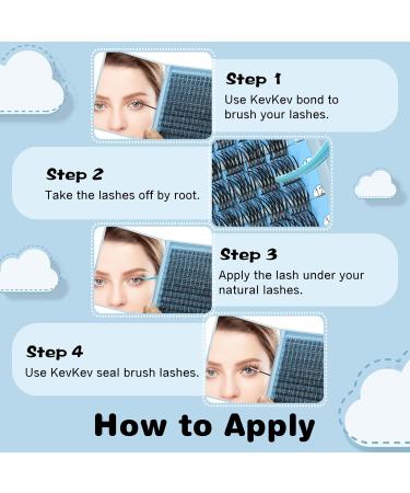 KevKev Marshmallow C-8-16mix Individual Eyelashes Cluster Lashes - 144 Pcs Thin Band Wispy Extensions - Buy Online on GoSupps.com