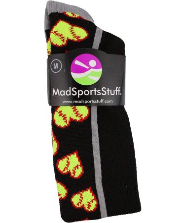 Love Softball Hearts Over the Calf Socks - Black/Grey - Girls/Women - Medium - Buy Online on GoSupps.com
