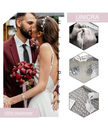 Unicra Flower Bride Wedding Hair Vine Gold Crystal Bridal Headband Leaf Headpiece Hair Accessories for Bridesmaid and Women Gold Silver Rose - Buy Online on GoSupps.com