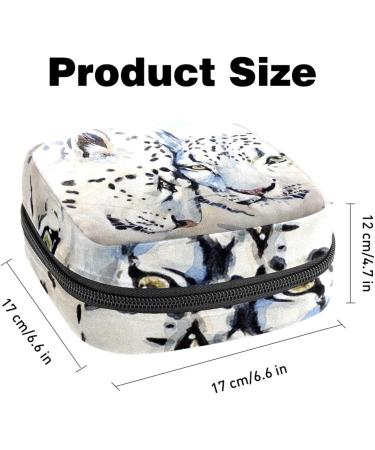 Stylish Menstruation Pad Bag with Zipper | Women's Tampon & Napkin Collection Bag | Leopard Cat Beast Watercolor Art - Buy Online on GoSupps.com