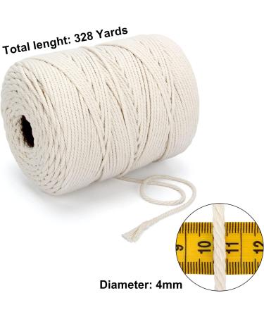 Blisstime 4mm x 328 Yards Natural Cotton Macrame Cord - Soft Twisted Rope for Wall Hangings, Plant Hangers, Crafts - 4 Strand Macrame Rope for Knitting and Decorative Projects - Buy Online on GoSupps.com
