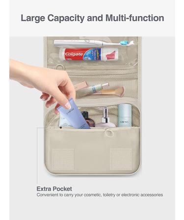 Luxtude Hanging Toiletry Bag for Women - Water-Resistant Travel Organizer - Portable Shower and Cosmetics Bag in Light Beige - Buy Online on GoSupps.com