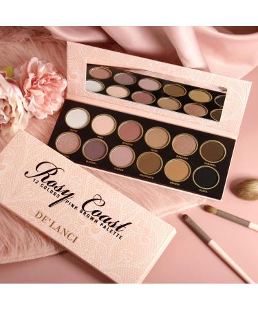 DE'LANCI Soft Pink Brown Eyeshadow Palette - 12 Color Matte Shimmer Nudes Neutral Palette for Natural or Smoky Eyes - Long Lasting, Ultra-Blendable Earth Tones for Women and Girls - Buy Online on GoSupps.com