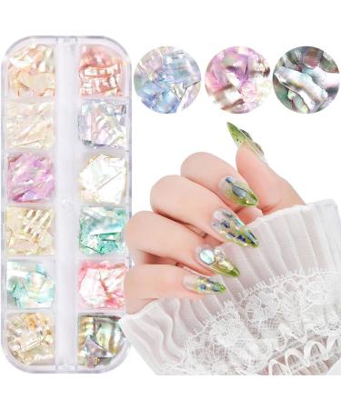 12 Colors Irregular Seashell Slices 3D Nail Art Supplies | Abalone Shell Design Nail Sequins | Mermaid Decorations - Buy Online on GoSupps.com