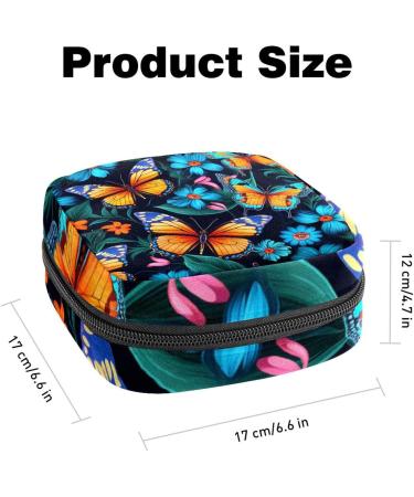 Anna Cowper Blue Flower Butterfly Sanitary Napkin Storage Bag Feminine Menstrual Cup Pouches Nursing Pad Holder Tampon Bags Portable Period Bag for Women Teen Girls 1Pcs Multi-colored 3 - Buy Online on GoSupps.com