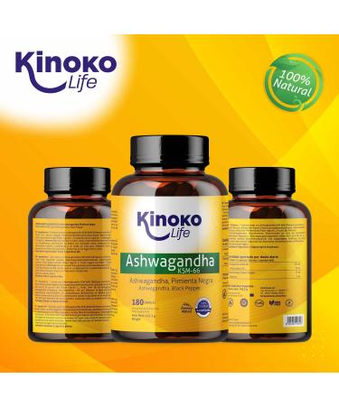 Ashwagandha KSM-66-180 Capsules 500mg with Black Pepper 5% Withanolides Vegan Magnesium Stearate Free Gluten Free Non-GMO - Buy Online on GoSupps.com