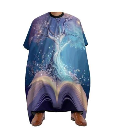 Tree Book Professional Barber Cape Polyester Hair Cutting Salon Cape Water Stain Resistant Apron Cutting Hair Beard Hairdressing Cape Anti-Static Haircut 56.7 66.9 Inch (1 Pack)