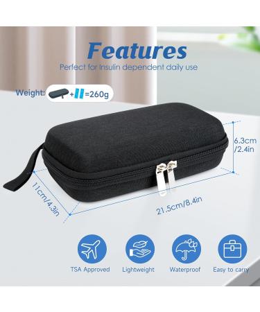 Youshares Insulin Cooling Bag - Travel Etui for Diabetics | TSA Approved Eva Cool Box for Glucose Meters EpiPen & Insulin Pen with 2 Cooling Packs (Black) | Ideal Diabetes Accessories - Buy Online on GoSupps.com