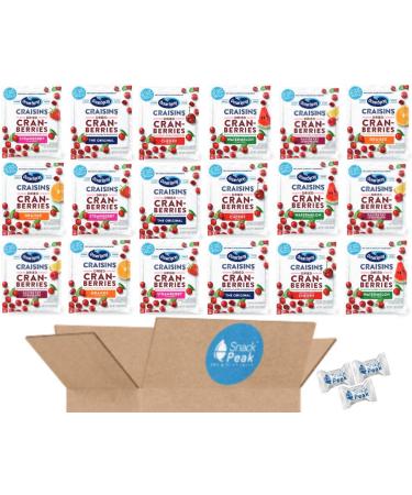 Ocean Spray Craisins Individual Packs – Snack Peak Variety Gift Box (18 packages) – Original, Cherry, Orange, Strawberry, Raspberry Lemonade, Watermelon