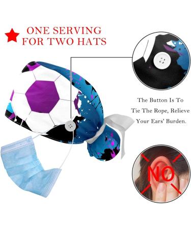 Cartoon Dinosaur Pattern Scrub Caps Hats - 2PCS Bouffant Working Hat with Ponytail Holder for Women - Buy Online on GoSupps.com