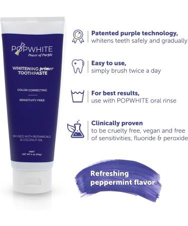 POPWHITE Purple Power Duo Teeth Whitening Set - Primer Toothpaste & Whitening Toner Rinse, Vegan, Mint Flavor, USA Made - 2/21 - Buy Online on GoSupps.com