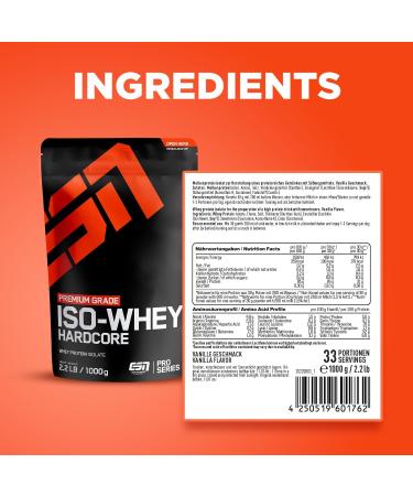 ESN IsoWhey Hardcore Whey Protein Isolate Vanilla 2 x 1000 g + Free ESN Shaker Vanilla 1000 g (Package of 2) - Buy Online on GoSupps.com