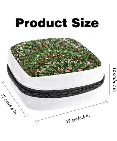 Boho Style Green Sanitary Napkin Storage Bag | Period & Tampon Organizer | Makeup & Pad Pouch - Color 4792 - Buy Online on GoSupps.com