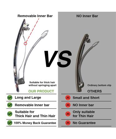 HYFEEL Long French Hair Barrettes 4 Inch - Stylish Hair Accessories 3 Pack (Brown Black Purple) - Buy Online on GoSupps.com