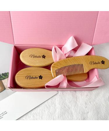 Personalized Baby Hair Brush Set | Engraved Infant Name | Soft Brush for Newborns | Ideal Gift for Baby Showers - Buy Online on GoSupps.com