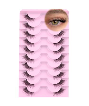 Ruairie Half Lashes Wispy Cat Eye False Eyelashes 3/4 Natural Eyelashes Natural Look 10 Pairs False Lashes Strip E - Half Lashes 5