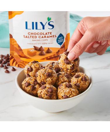 Lily's Chocolate Salted Caramel Flavored No Added Sugar Baking Chips Bag 7 oz (Pack of 2) Bundle With Snack Scout Measuring Spoon - Buy Online on GoSupps.com