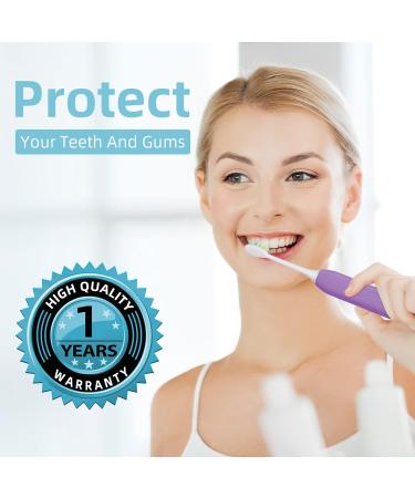7AM2M Sonic Electric Toothbrush for Adults and Kids One Charge for 90 Days with 6 Brush Heads 5 Modes with 2 Minutes Build in Smart Timer Roman Column Handle Design(Purple) Purple No Travel Case - Buy Online on GoSupps.com