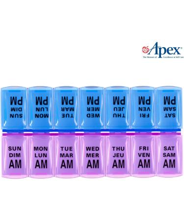 Apex Twice-A-Day Weekly Pill Organizer Weekly Pill Organizer 2 Times a Day Color-Coded Easy-Open See-Through Lids Organize Medication or Vitamins by AM PM or Morning and Bedtime Berry/Blue - Buy Online on GoSupps.com