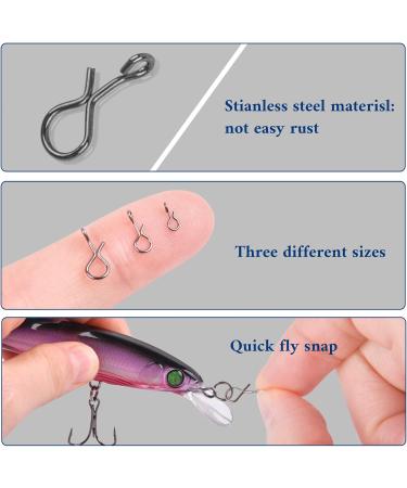 Fly Fishing Snaps - Quick Change Stainless Steel No-Knot Connectors | 150 Pieces Assorted Sizes for Hooks & Jigs - Buy Online on GoSupps.com