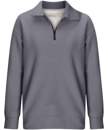BFAFEN Oversized Sweatshirt - Dark Gray X-Large | Quarter Zip Pullover for Women and Teen Girls | Y2K Casual Fashion - Buy Online on GoSupps.com
