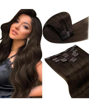Laavoo clip in extensions real hair brown real hair extensions clip in remy hair recovery real hair clip in extensions brown highlight ash brown 120g #9/12 45cm 7Pcs 45cm-105g 4.4 #9/12
