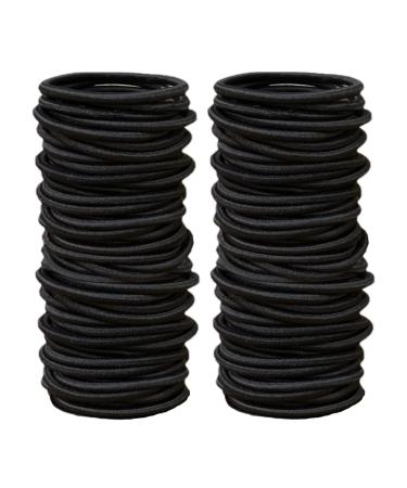120PCS Black Hair Ties No Metal Hair Elastics Hair Ties Black Hair Rubber Bands for Thick and Curly Hair Ponytail Holders Hair Bands for Women Men and Children(4mm)