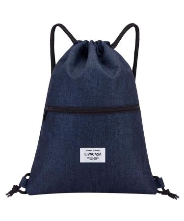 Livacasa gym bag with zipper interior pocket sports bag waterproof hipsters side pocket gym bag lined backpack with adjustable tunnel procession gym back for women men 42x3cm blue a