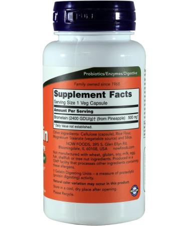NOW Bromelain 2400 GDU 500mg 60 Capsules - Pack of 2 | Digestive Enzyme Supplement - Buy Online on GoSupps.com