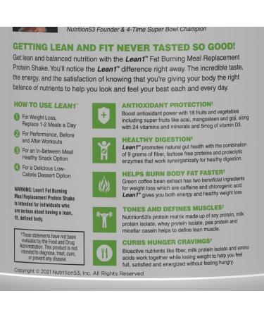 LEAN 1 Vanilla Protein Powder - 10 Servings (1.1lbs) | Meal Replacement Shake - Buy Online on GoSupps.com