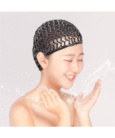 Framendino 3 Pack Mesh Crochet Hair Net Snood Hat for Thick Hair - Blue, Black, Khaki - Buy Online on GoSupps.com
