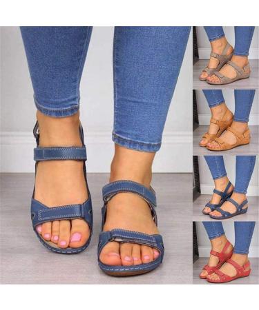 Buy High-Quality Women's Orthopedic Sandals - Stylish Vintage Flip-Flops with Adjustable Ankle Straps - Breathable Non-Slip Platform Shoes in Bridal Blue (EU 39) - Buy Online on GoSupps.com