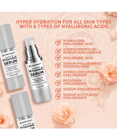 Super Vitamin C Serum for Mature Skin - Hydrating Anti-Aging Formula with Hyaluronic Acid & Vitamin E for Wrinkle & Age Spot Reduction - Buy Online on GoSupps.com