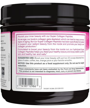 NeoCell Super Collagen Peptides Powder - 14 oz, Non-GMO, Grass Fed, Paleo, Gluten Free for Hair, Skin, Nails & Joints - Unflavored, 40 Servings - Buy Online on GoSupps.com