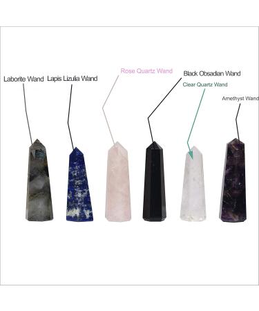 KACHVI Crystals Set - Healing Crystals & Gemstones for Energy, Luck, and Reiki - Rose Quartz, Amethyst, Lapis, Labradorite - 6 Pc Pencil & Wand Set - Buy Online on GoSupps.com