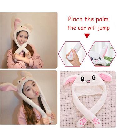 Cute Plush Rabbit Jumping Hats for Girls & Women - Fuzzy Winter Caps - Stitch Blue - Kids 30x50cm - Buy Online on GoSupps.com