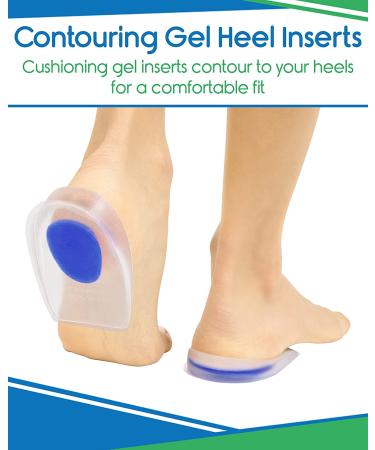 ViveSole Gel Heel Cups (Pair) - Plantar Fasciitis Relief - Silicone Inserts for Bone Spurs & Achilles Treatment - Support Protectors for Men & Women - Blue SM - Buy Online on GoSupps.com