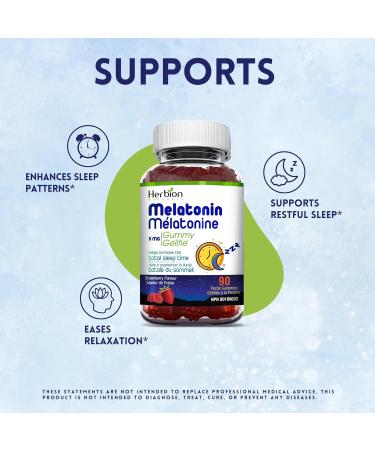 Herbion Naturals Melatonin Gummy 5 mg Helps Increase the Total Sleep Time Prevent Effects of Jet Lag Fall Asleep Faster and Re-set the Body s Sleep-Wake Cycle Strawberry Flavour 90 Pectin Gummies - Buy Online on GoSupps.com